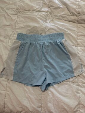 Blue and White Lined Athletic Shorts